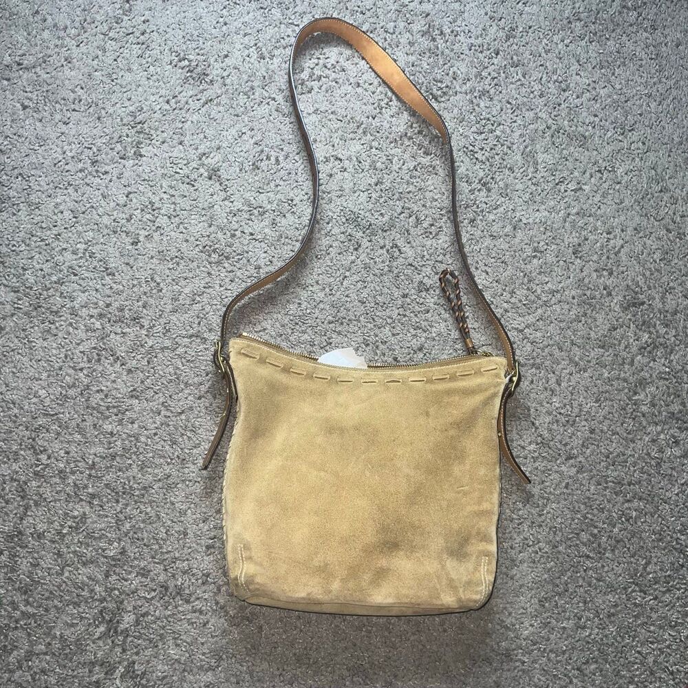 Ladies COACH Beige Tan Suede and Leather Shoulder Bag K3S-9112 VTG